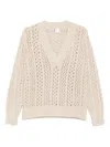 Eleventy Sequin-embellished Open-knit Sweater In Neutral