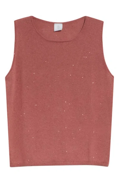Eleventy Sequin Embellished Silk & Cotton Sweater Vest In Red