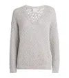 Eleventy Sequin-embellished V-neck Sweater In Gray
