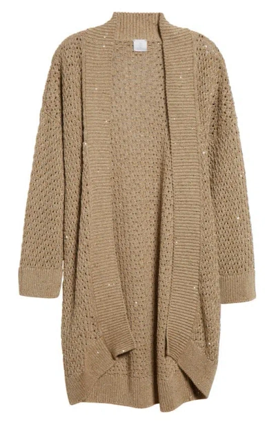 Eleventy Metallic Chunky Knit Cardigan In Sand