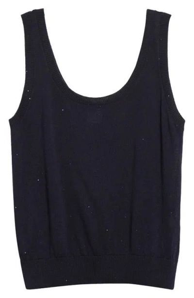 Eleventy Sequin Open Stitch Sweater Tank In Blue