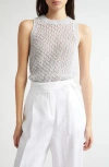 Eleventy Sequin Open Stitch Sweater Tank In Pearl Grey