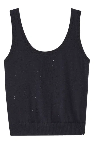 Eleventy Sequin Openwork Silk & Cotton Sweater Vest In Blue