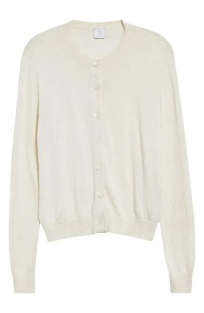 Eleventy Sequin Silk & Cotton Cardigan In White