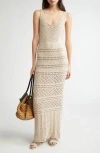 Eleventy Sequin Sleeveless Crochet Sweater Dress In Sand