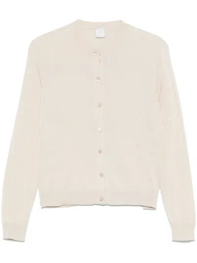 Eleventy Sequined Cardigan In White