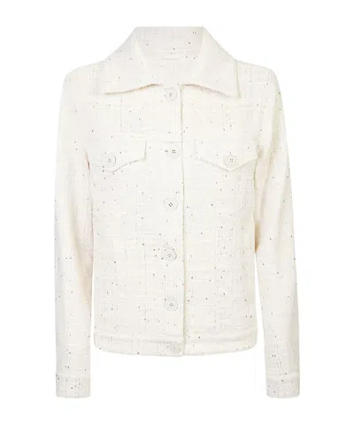 Eleventy Sequined Casual Jacket In White