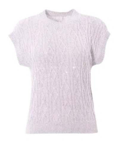 Eleventy Sequined Crew Neck Sweater In Purple