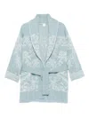 Eleventy Shawl-collar Patterned Cardigan In Blue