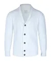 Eleventy Ribbed Texture Shawl Collar Long Sleeves In White