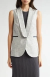 Eleventy Shawl Collar Vest In Light Melange Grey