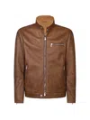 Eleventy Shearling Biker Jacket In Brown