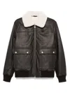 Eleventy Classic Brown Bomber Jacket With Shearling Collar In Black