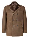 Eleventy Shearling Button Jacket In Brown