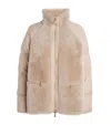 Eleventy Shearling High-neck Jacket In Neutral