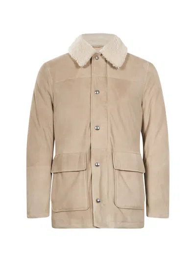 Eleventy Shearling-collar Parka In Neutral