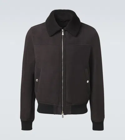 Eleventy Shearling-lined Suede Jacket In Black