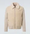 Eleventy Shearling-lined Suede Jacket In Neutral
