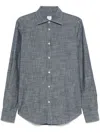 Eleventy Shirt Italian Collar Cuffed Sleeves In Blue