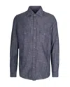 Eleventy Long-sleeved Chest Pocket Shirt In Blue