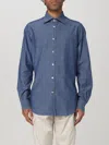 Eleventy Lightweight Denim French Collar Shirt In Blue