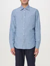 Eleventy Long-sleeve Cotton Denim Shirt In Blau