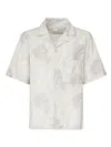 Eleventy Mens Sabbia E Malva Flower-print Camp-collar Linen And Cotton Shirt In Sand