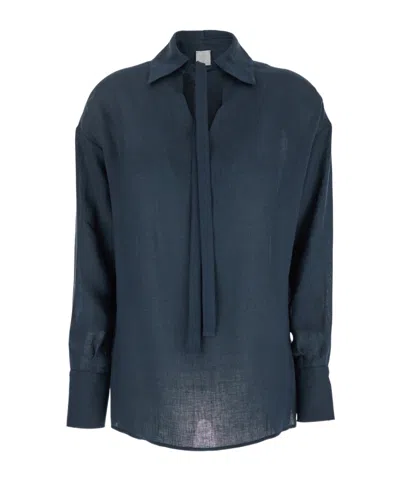Eleventy Shirt With Spread Collar And Tie Front
