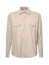 Eleventy Dual-tone Lambskin Shirt With Chest Pockets In Multi