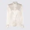 Eleventy Satin Finish Long Sleeve Buttoned Cuffs Top In Neutral
