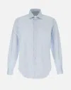 Eleventy Cotton & Linen Button-up Shirt In Blue