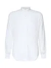 Eleventy Linen Mandarin Collar Shirt In White