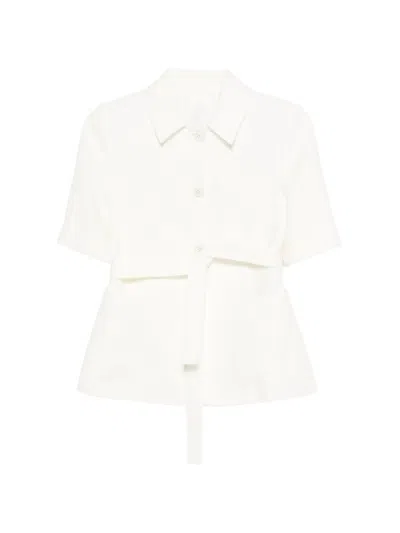 Eleventy Short Sleeve Belted Jacket In Neutral