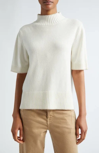 Eleventy Short Sleeve Cashmere Turtleneck Sweater In Ivory-sand