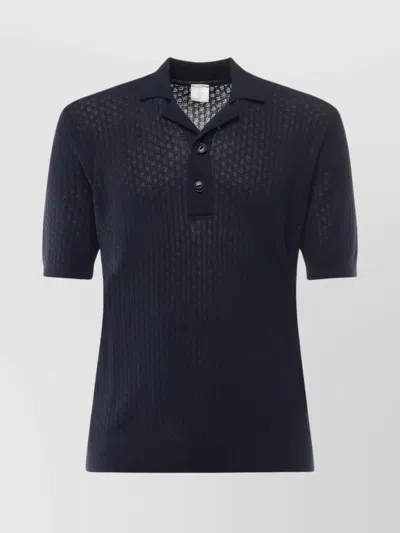 Eleventy Short Sleeve Cotton Polo Shirt In Blue