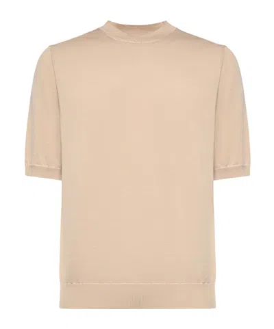 Eleventy Short Sleeve Knitted Sweater In Brown