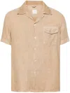 Eleventy Relaxed Fit Linen Short Sleeve Shirt In Neutrals