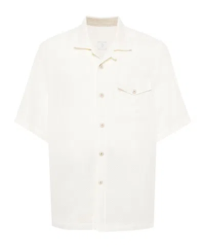 Eleventy Short-sleeve Pointelle-knit Shirt In White