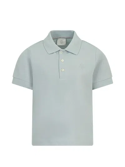 Eleventy Kids' Short Sleeve Polo Shirt In Blue