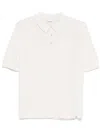 Eleventy Classic White Polo Shirt With Textured Fabric In Neutrals