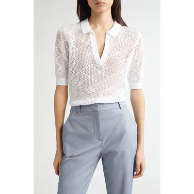 Eleventy Short Sleeve Polo Sweater In White
