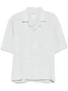Eleventy Mens Classic-collar Topstitched Linen Shirt Military Green Xxl In 蓝色