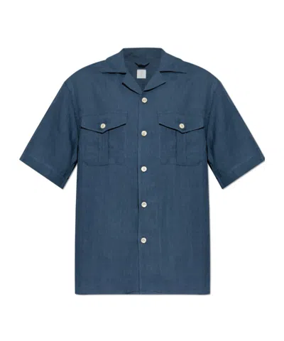 Eleventy Pocket Button Shirt In Blue