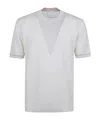 Eleventy White Linen Short-sleeved Sweater With Design In White