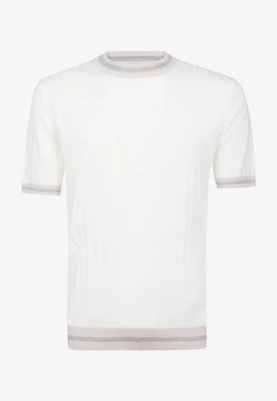 Eleventy Short-sleeved Crewneck Sweater In White