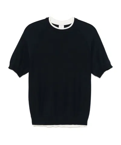 Eleventy Short-sleeved Knitted Sweater In Black