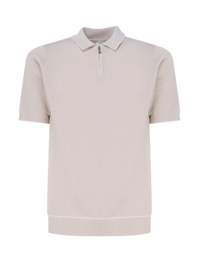 Eleventy Short-sleeved Polo Shirt In Beige