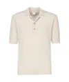 Eleventy Textured Cotton Polo With Ribbed Collar In White