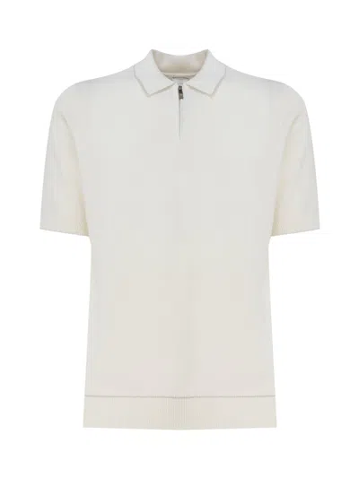 Eleventy Short-sleeve Knitted Polo Shirt In White