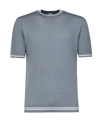 Eleventy Short-sleeved Sweater In Denim